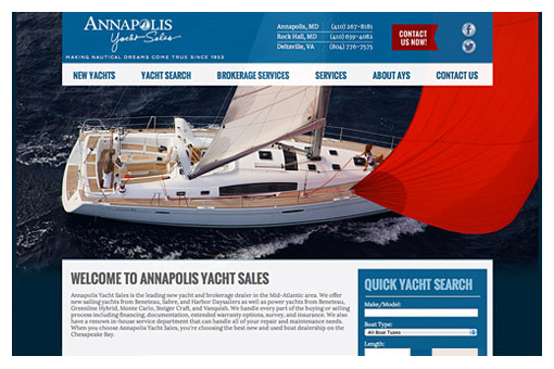 Annapolis Yacht Sales website