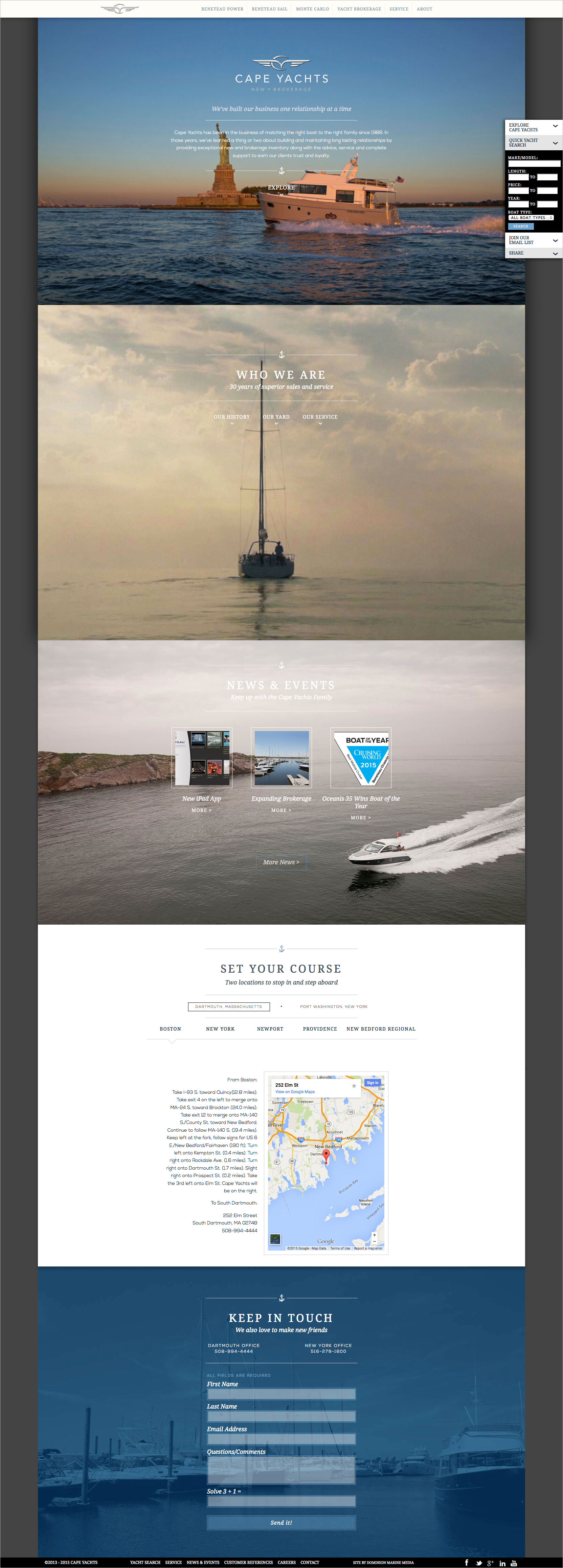 Cape Yachts web site