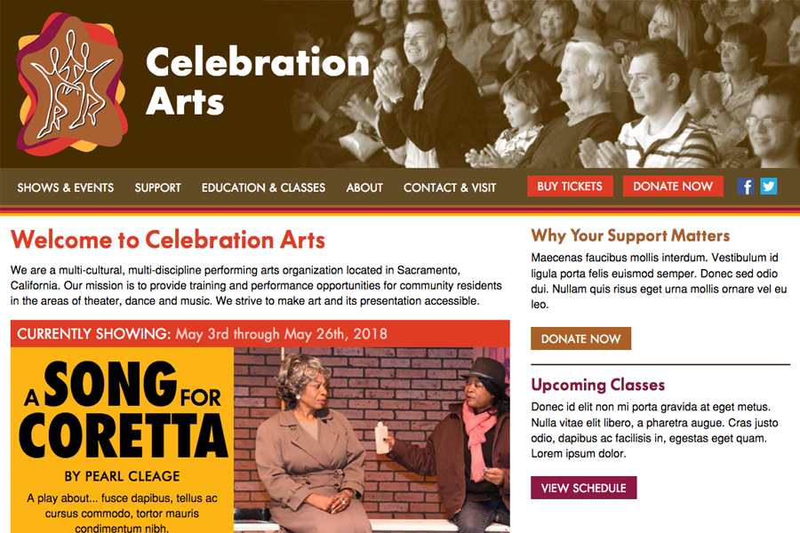 Celebration Arts web site