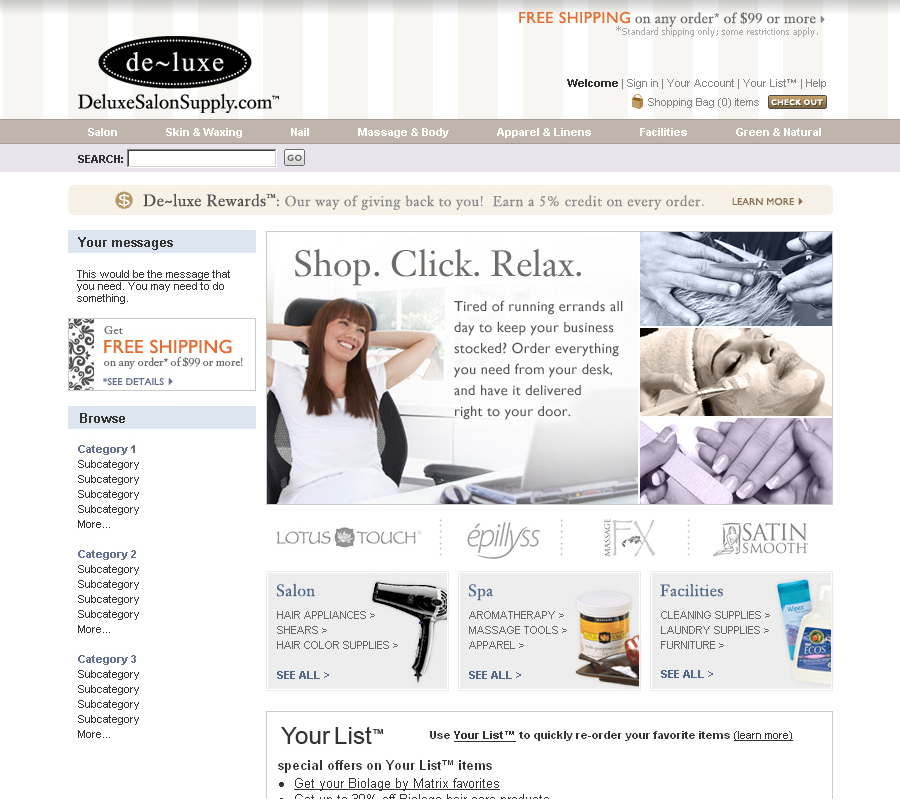 deluxe salon supply web site