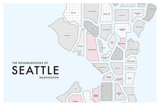 City neighborhood stylized maps