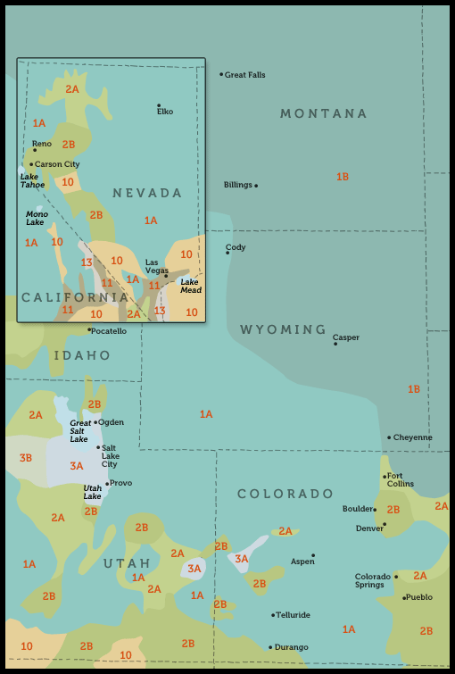 Regional Plant Zone Map - Montana, Wyoming, Utah, Colorado