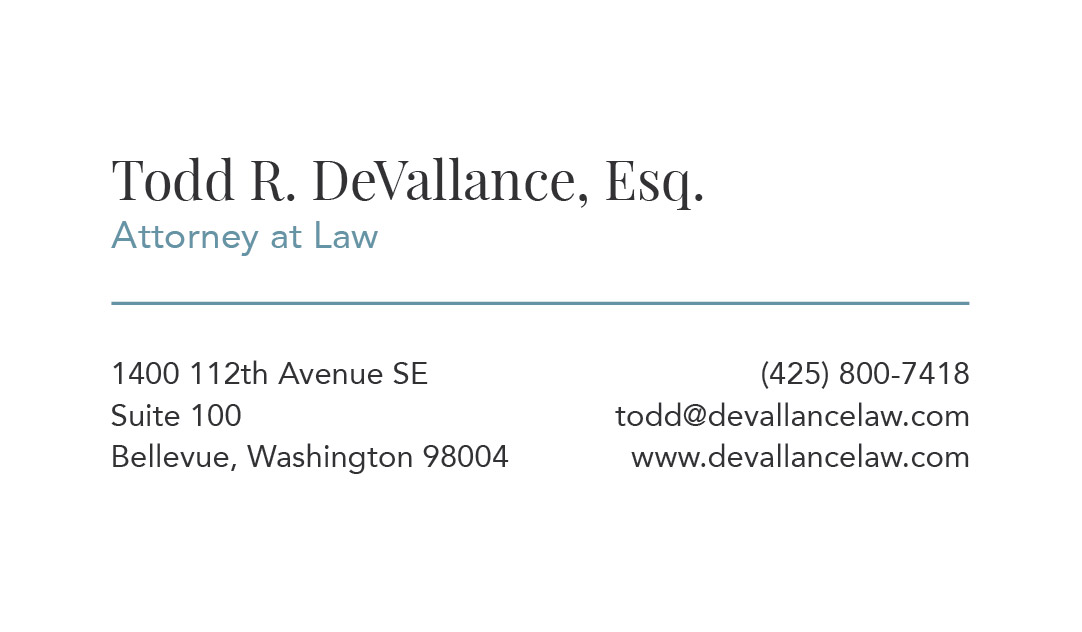 DeVallance Law business card front